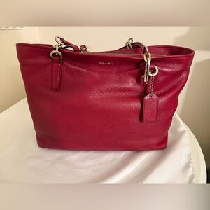 Coach Bold Red Leather Tote